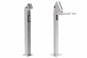 Supporto palo acciaio inox per Panel PC con possibilità di supporto tastiera aggiuntivo