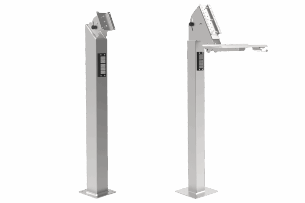 Supporto palo acciaio inox per Panel PC con possibilità di supporto tastiera aggiuntivo